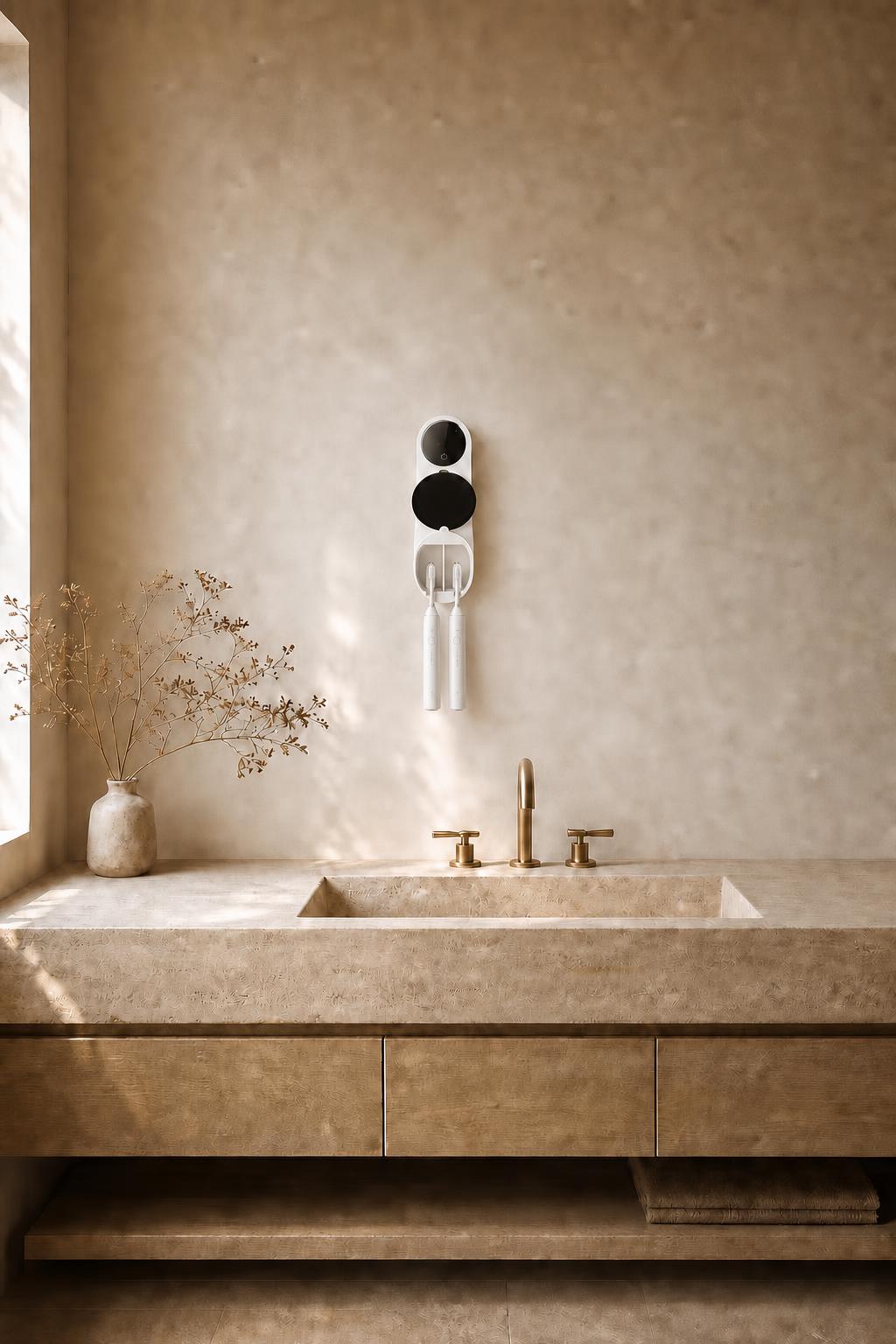 Place your toothbrush.